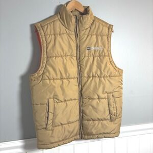 Ecko Unltd‎ Puffer Vest Tan Orange Lined Zip Front Outdoor Casual Mens Medium